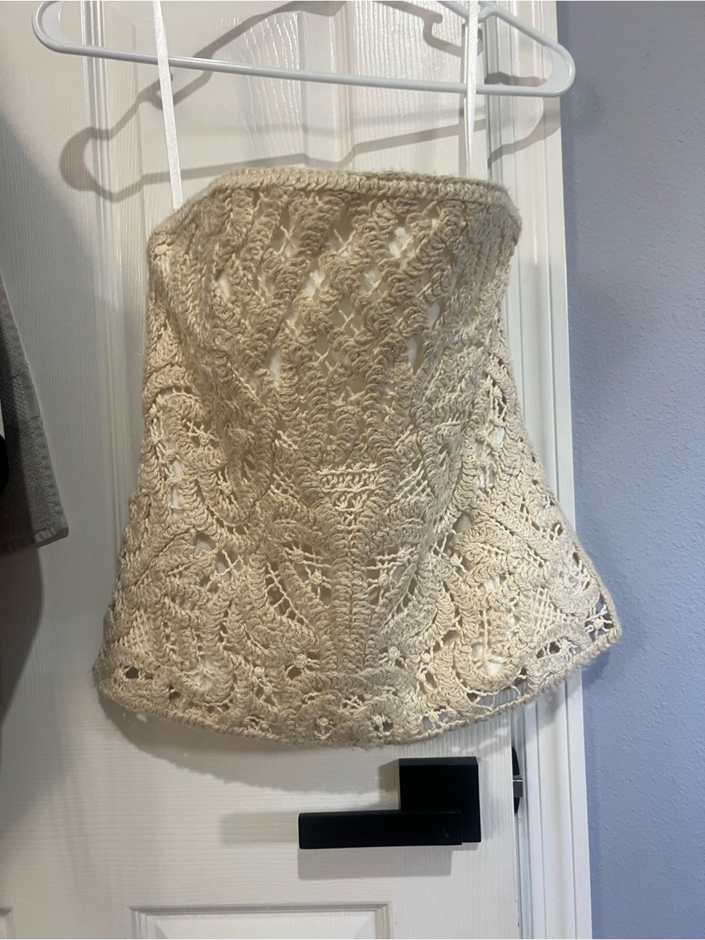 White House Black Market Cream Crochet A-Line Skirt